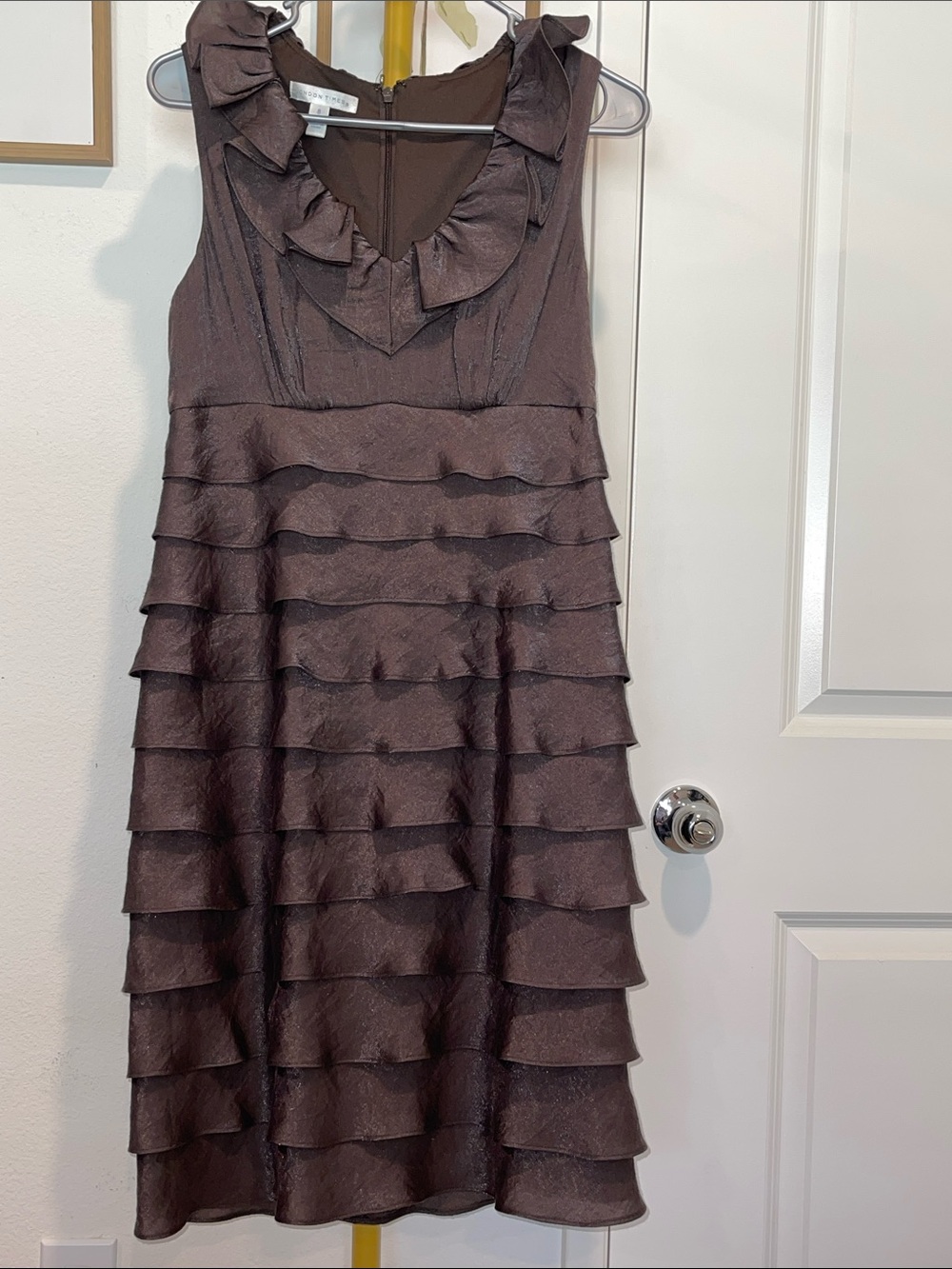 Charming Ruffle Tiered Cocktail Dress - Brown